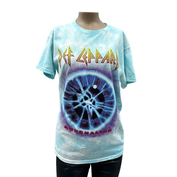 Def Leppard Adrenalize Blue White Tie Dye Band T-Shirt Short Sleeve Tee Small - Picture 1 of 10